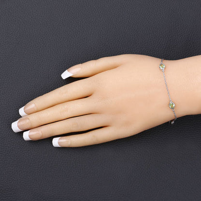 1.75 Carat Genuine Peridot .925 Sterling Silver Bracelet  DestGlow