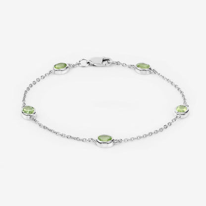 1.75 Carat Genuine Peridot .925 Sterling Silver Bracelet  DestGlow