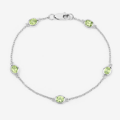1.75 Carat Genuine Peridot .925 Sterling Silver Bracelet  DestGlow