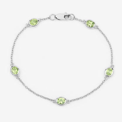 1.75 Carat Genuine Peridot .925 Sterling Silver Bracelet  DestGlow