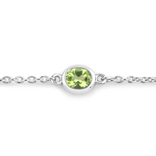 1.75 Carat Genuine Peridot .925 Sterling Silver Bracelet  DestGlow