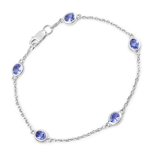 1.65 Carat Genuine Tanzanite .925 Sterling Silver Bracelet by Bids.com