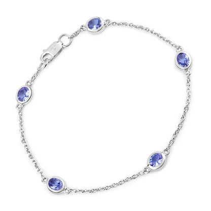 1.65 Carat Genuine Tanzanite .925 Sterling Silver Bracelet by Bids.com