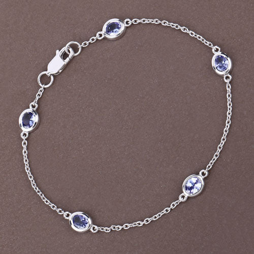 1.65 Carat Genuine Tanzanite .925 Sterling Silver Bracelet by Bids.com