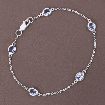 1.65 Carat Genuine Tanzanite .925 Sterling Silver Bracelet by Bids.com