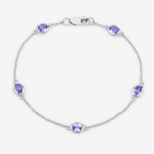 1.65 Carat Genuine Tanzanite .925 Sterling Silver Bracelet by Bids.com