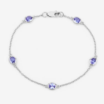 1.65 Carat Genuine Tanzanite .925 Sterling Silver Bracelet by Bids.com