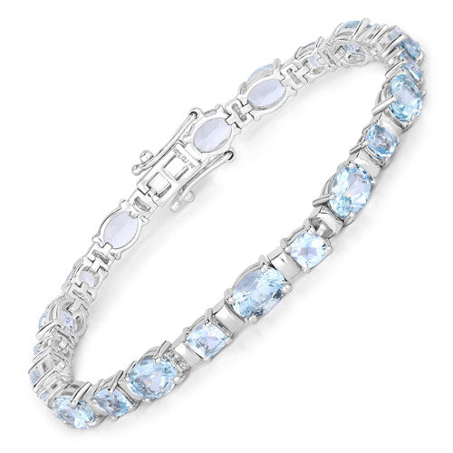 10.06 Carat Genuine Aquamarine .925 Sterling Silver Bracelet by Bids.com