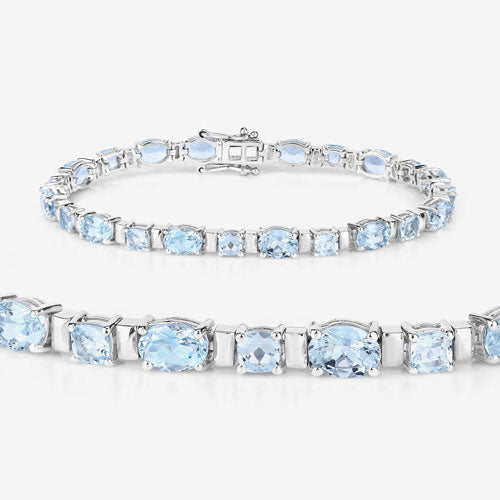 10.06 Carat Genuine Aquamarine .925 Sterling Silver Bracelet by Bids.com