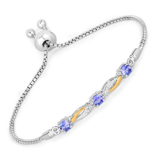 0.77 Carat Genuine Tanzanite and White Sapphire .925 Sterling Silver Bracelet by Bids.com