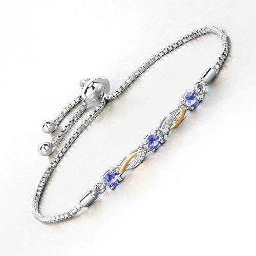 0.77 Carat Genuine Tanzanite and White Sapphire .925 Sterling Silver Bracelet by Bids.com