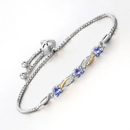 0.77 Carat Genuine Tanzanite and White Sapphire .925 Sterling Silver Bracelet by Bids.com