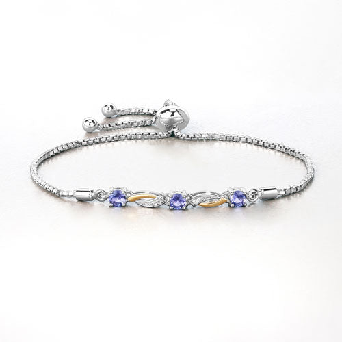 0.77 Carat Genuine Tanzanite and White Sapphire .925 Sterling Silver Bracelet by Bids.com