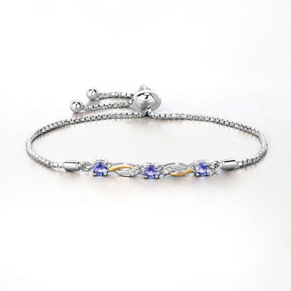 0.77 Carat Genuine Tanzanite and White Sapphire .925 Sterling Silver Bracelet by Bids.com