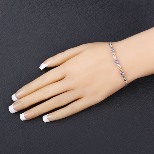 0.77 Carat Genuine Tanzanite and White Sapphire .925 Sterling Silver Bracelet by Bids.com