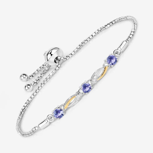 0.77 Carat Genuine Tanzanite and White Sapphire .925 Sterling Silver Bracelet by Bids.com