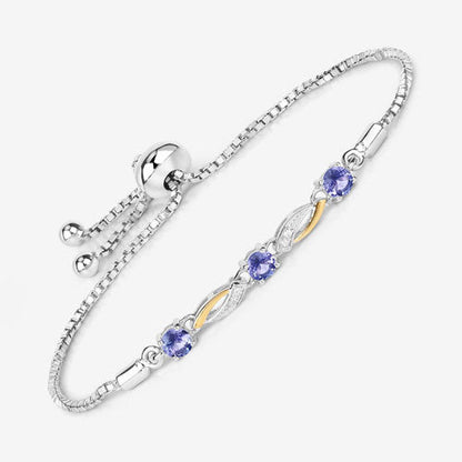 0.77 Carat Genuine Tanzanite and White Sapphire .925 Sterling Silver Bracelet by Bids.com
