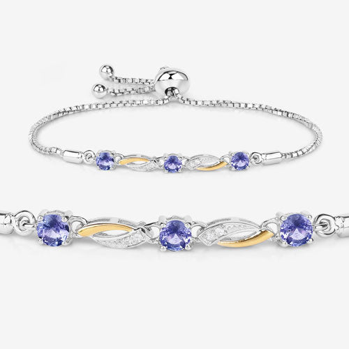 0.77 Carat Genuine Tanzanite and White Sapphire .925 Sterling Silver Bracelet by Bids.com