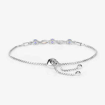 0.77 Carat Genuine Tanzanite and White Sapphire .925 Sterling Silver Bracelet by Bids.com