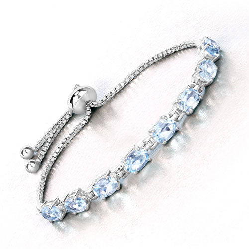 7.60 Carat Genuine Blue Topaz .925 Sterling Silver Bracelet by Bids.com