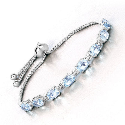 7.60 Carat Genuine Blue Topaz .925 Sterling Silver Bracelet by Bids.com