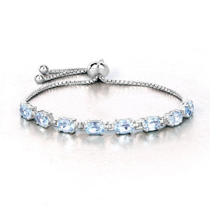 7.60 Carat Genuine Blue Topaz .925 Sterling Silver Bracelet by Bids.com