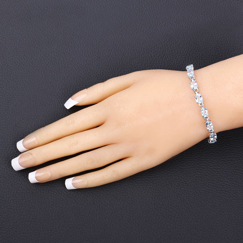 7.60 Carat Genuine Blue Topaz .925 Sterling Silver Bracelet by Bids.com