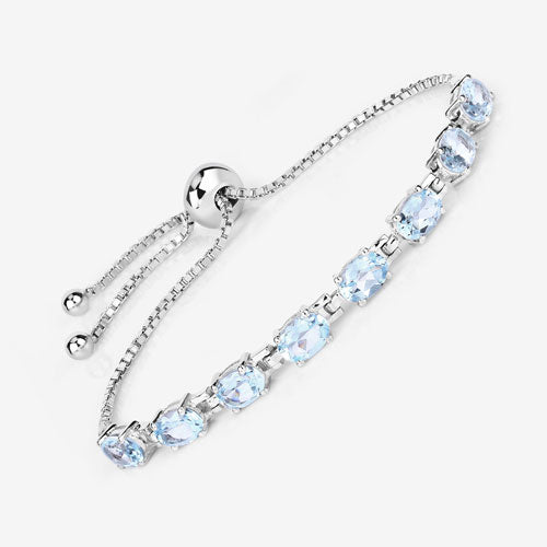 7.60 Carat Genuine Blue Topaz .925 Sterling Silver Bracelet by Bids.com