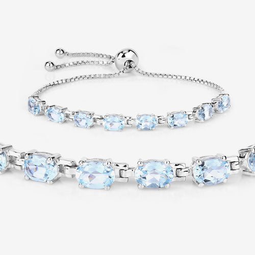 7.60 Carat Genuine Blue Topaz .925 Sterling Silver Bracelet by Bids.com
