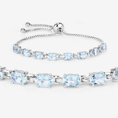 7.60 Carat Genuine Blue Topaz .925 Sterling Silver Bracelet by Bids.com