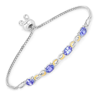 1.81 Carat Genuine Tanzanite and White Topaz .925 Sterling Silver Bracelet by Bids.com