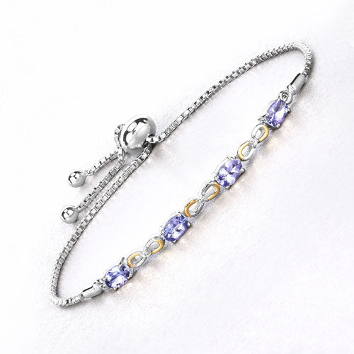 1.81 Carat Genuine Tanzanite and White Topaz .925 Sterling Silver Bracelet by Bids.com