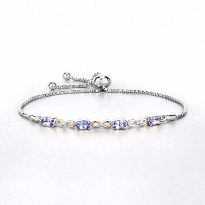 1.81 Carat Genuine Tanzanite and White Topaz .925 Sterling Silver Bracelet by Bids.com
