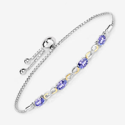 1.81 Carat Genuine Tanzanite and White Topaz .925 Sterling Silver Bracelet by Bids.com