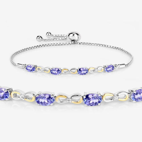 1.81 Carat Genuine Tanzanite and White Topaz .925 Sterling Silver Bracelet by Bids.com