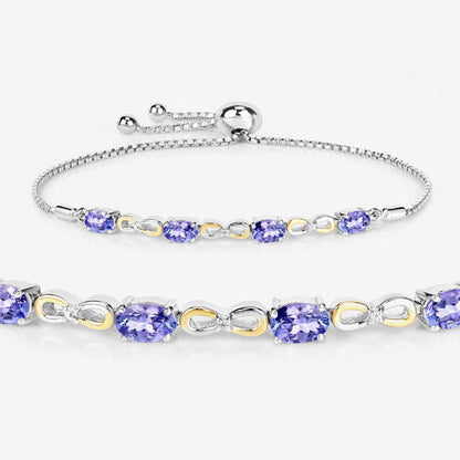 1.81 Carat Genuine Tanzanite and White Topaz .925 Sterling Silver Bracelet by Bids.com