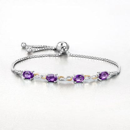 3.27 Carat Genuine Amethyst and White Topaz .925 Sterling Silver Bracelet  DestGlow
