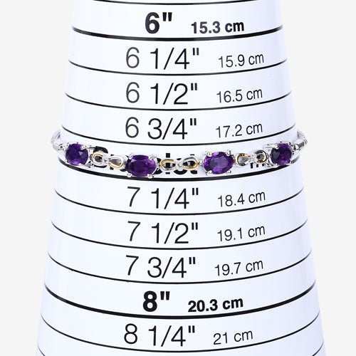 3.27 Carat Genuine Amethyst and White Topaz .925 Sterling Silver Bracelet  DestGlow