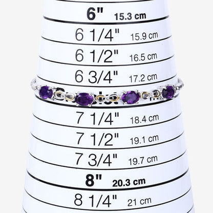 3.27 Carat Genuine Amethyst and White Topaz .925 Sterling Silver Bracelet  DestGlow