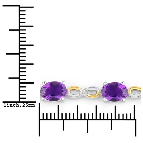 3.27 Carat Genuine Amethyst and White Topaz .925 Sterling Silver Bracelet  DestGlow
