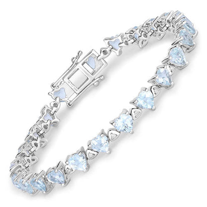 7.71 Carat Genuine Aquamarine and White Diamond .925 Sterling Silver Bracelet by Bids.com