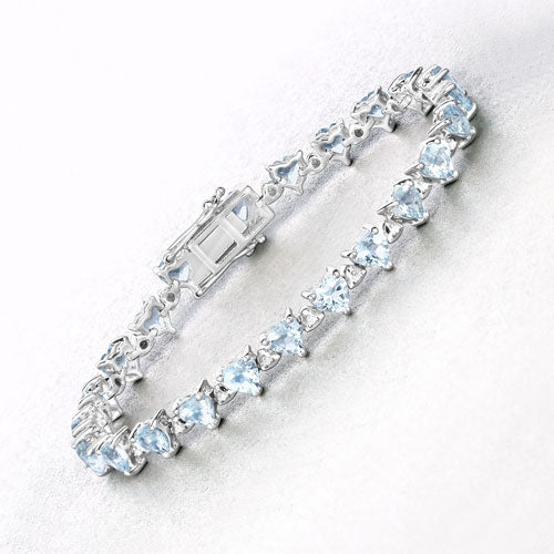 7.71 Carat Genuine Aquamarine and White Diamond .925 Sterling Silver Bracelet by Bids.com