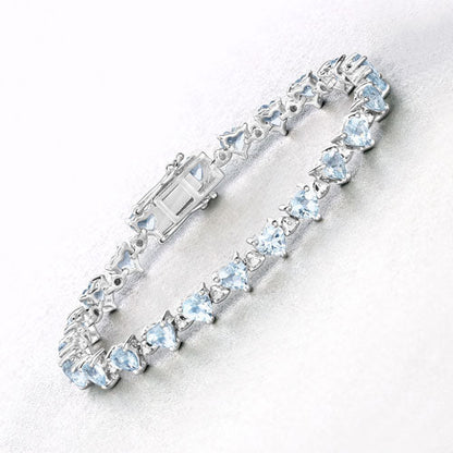 7.71 Carat Genuine Aquamarine and White Diamond .925 Sterling Silver Bracelet by Bids.com