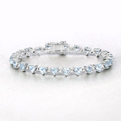 7.71 Carat Genuine Aquamarine and White Diamond .925 Sterling Silver Bracelet by Bids.com