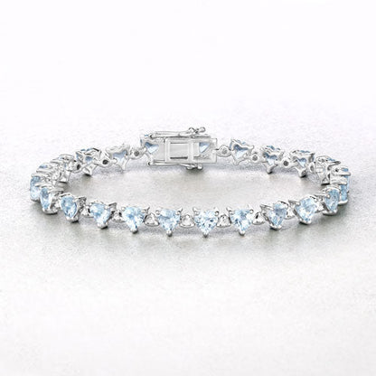 7.71 Carat Genuine Aquamarine and White Diamond .925 Sterling Silver Bracelet by Bids.com