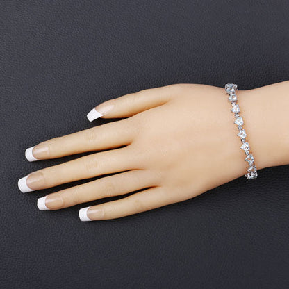 7.71 Carat Genuine Aquamarine and White Diamond .925 Sterling Silver Bracelet by Bids.com