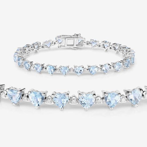 7.71 Carat Genuine Aquamarine and White Diamond .925 Sterling Silver Bracelet by Bids.com