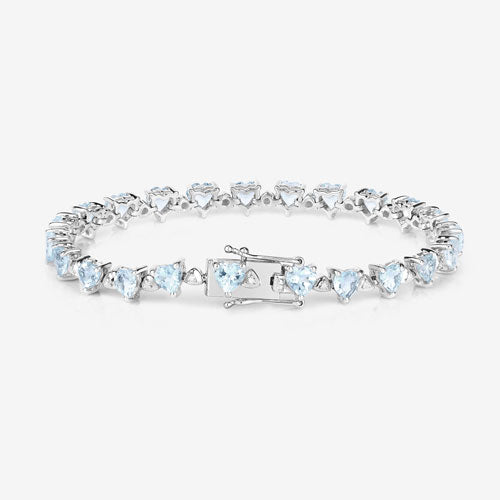 7.71 Carat Genuine Aquamarine and White Diamond .925 Sterling Silver Bracelet by Bids.com