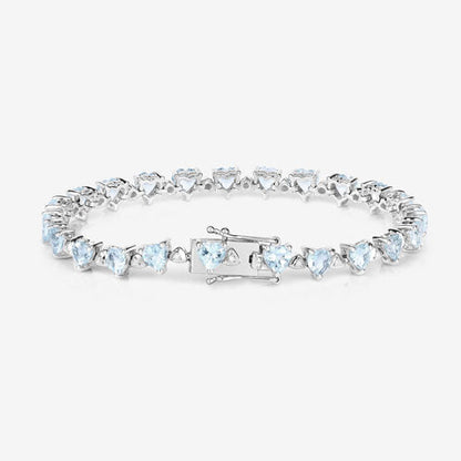 7.71 Carat Genuine Aquamarine and White Diamond .925 Sterling Silver Bracelet by Bids.com