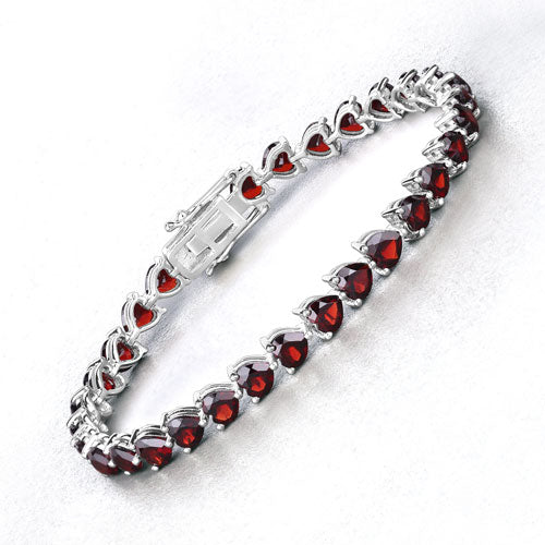 15.50 Carat Genuine Garnet .925 Sterling Silver Bracelet  DestGlow